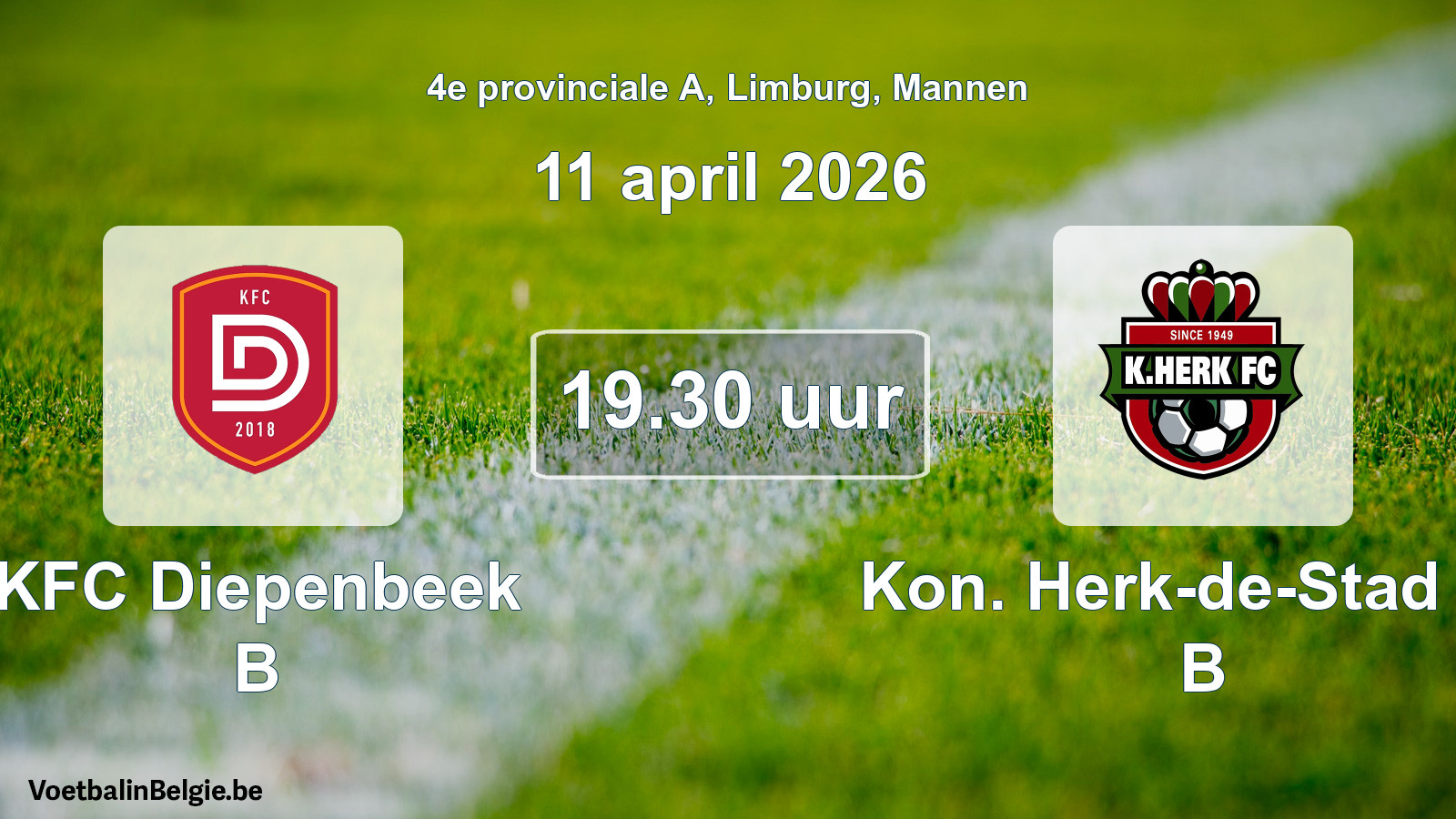 Scheduled match men football: KFC Diepenbeek B - Kon. Herk-de-Stad FC B (11 April 2026)