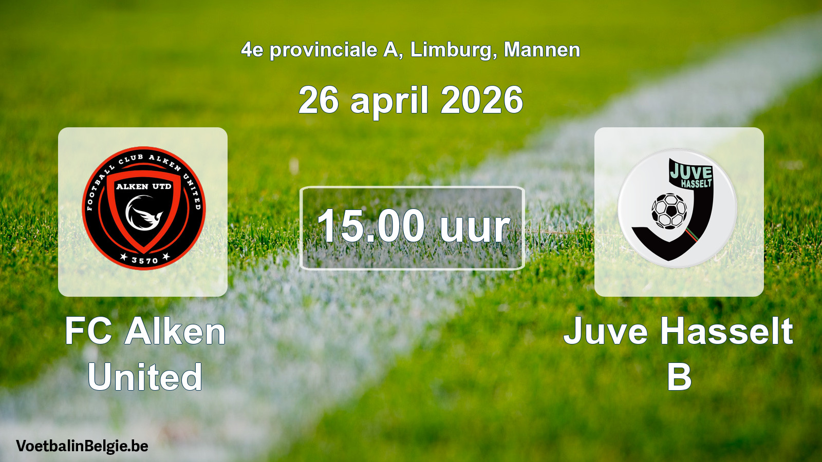 Scheduled match men football: FC Alken United - Juve Hasselt B (26 April 2026)