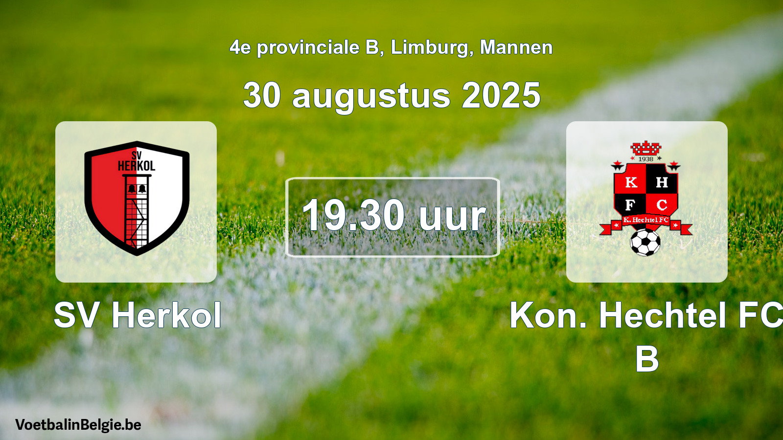 Scheduled match men football: SV Herkol - Kon. Hechtel FC B (30 August 2025)