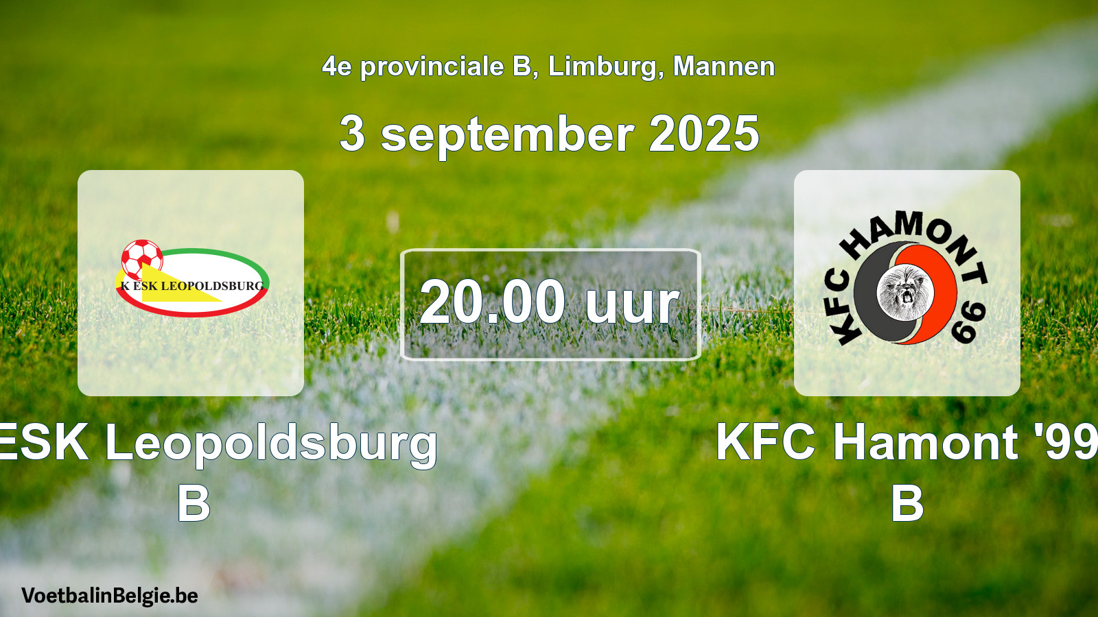 Scheduled match men football: KESK Leopoldsburg B - KFC Hamont '99 B (3 September 2025)