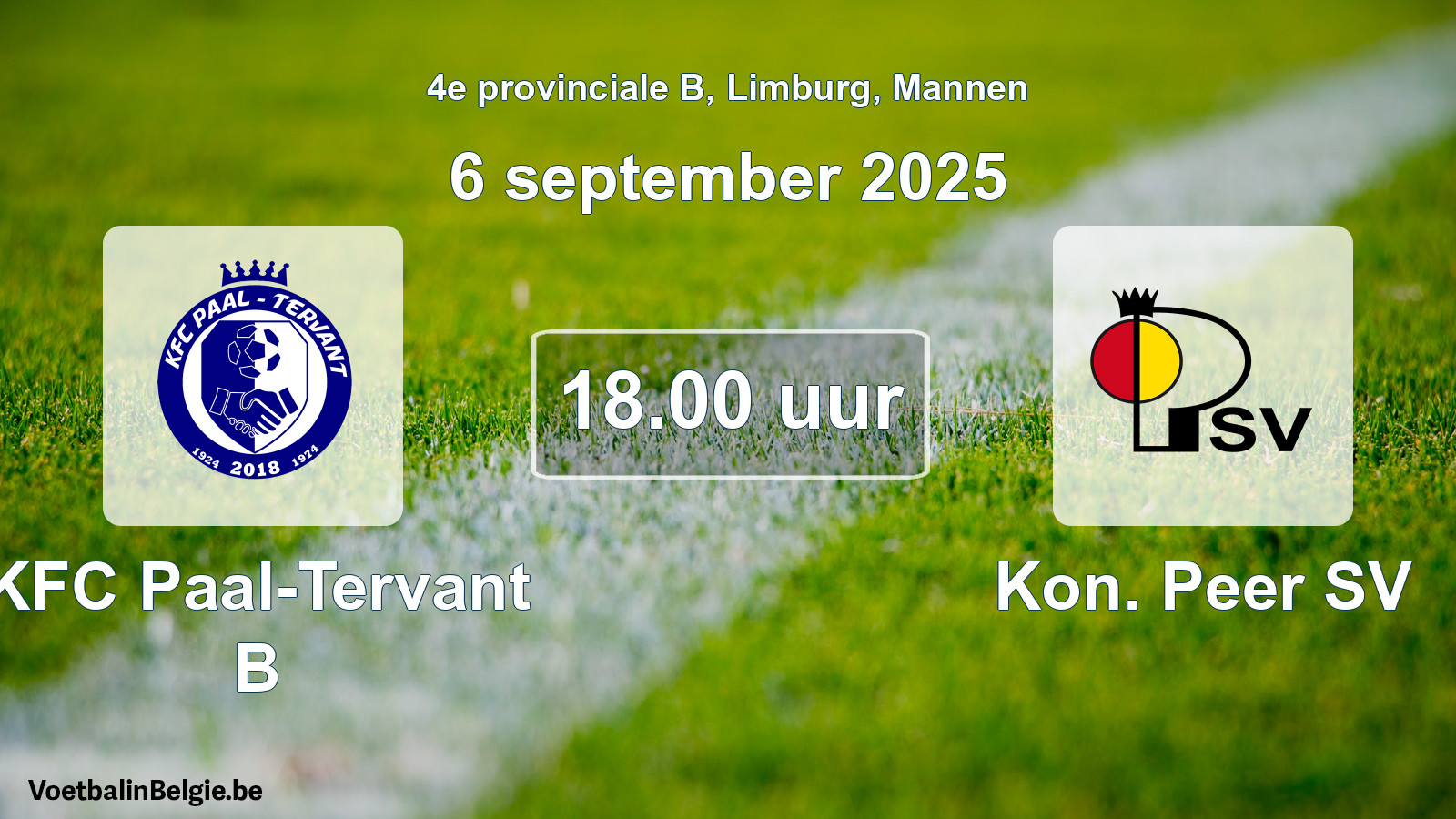 Scheduled match men football: KFC Paal-Tervant B - Kon. Peer SV (6 September 2025)
