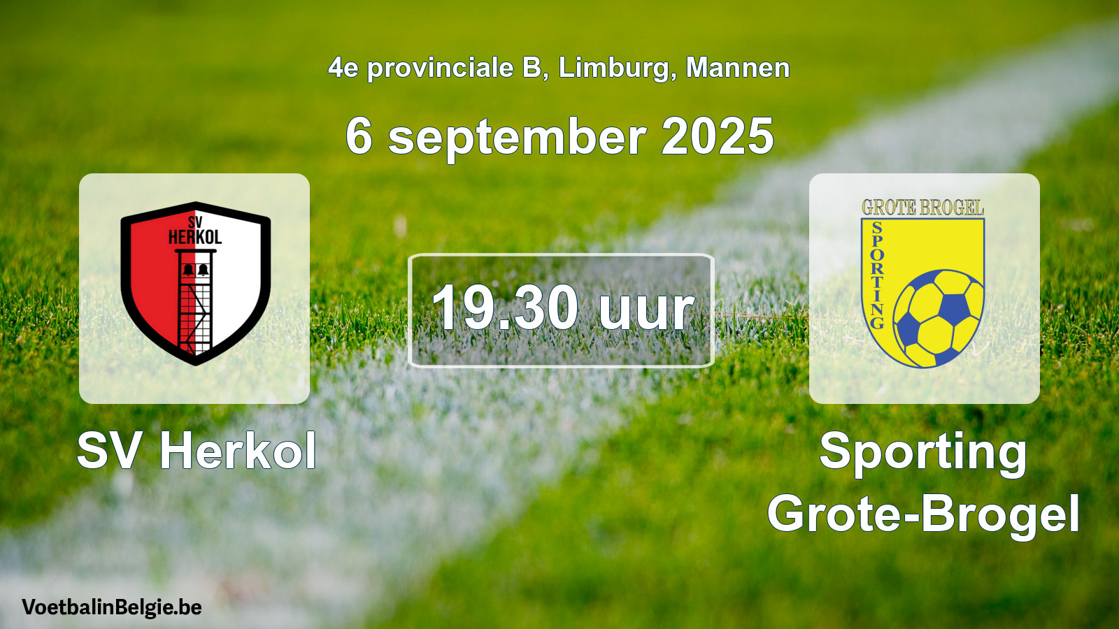 Scheduled match men football: SV Herkol - Sporting Grote-Brogel (6 September 2025)