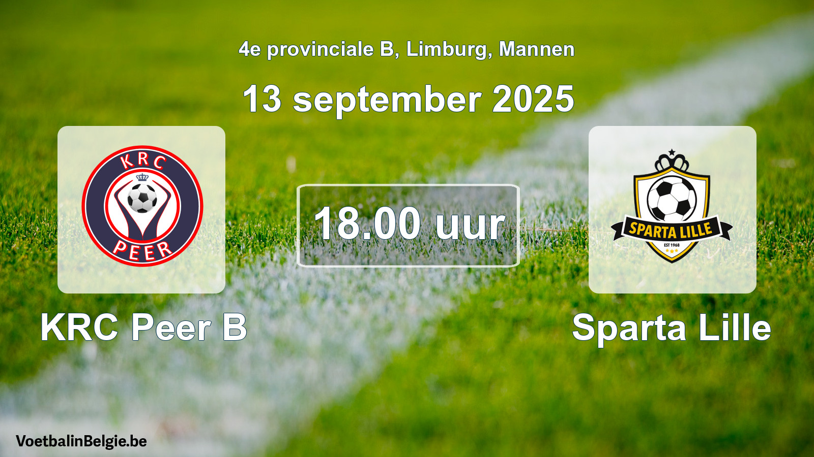 Scheduled match men football: KRC Peer B - Sparta Lille (13 September 2025)