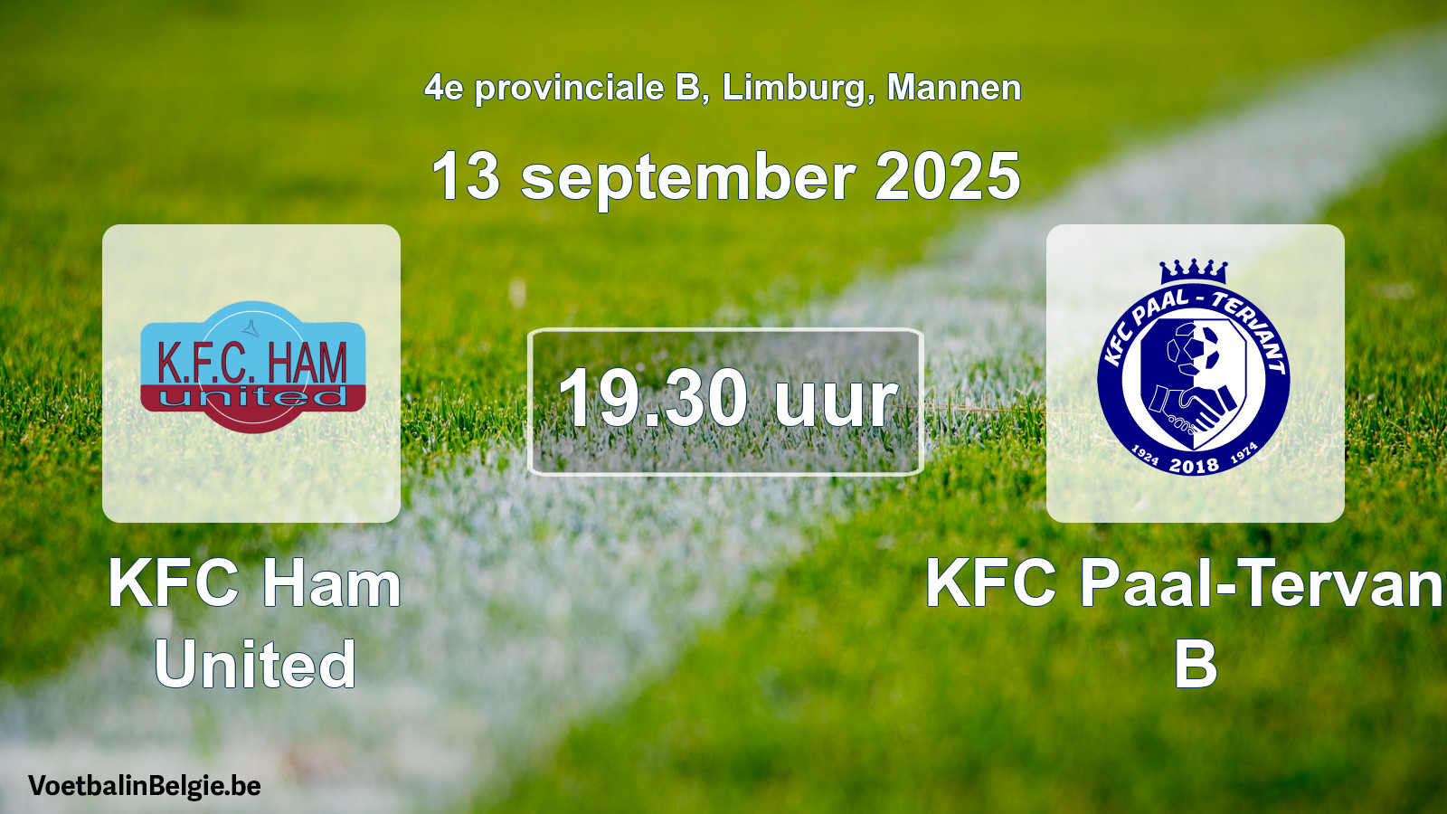 Geplande wedstrijd mannenvoetbal: KFC Ham United - KFC Paal-Tervant B (13 september 2025)