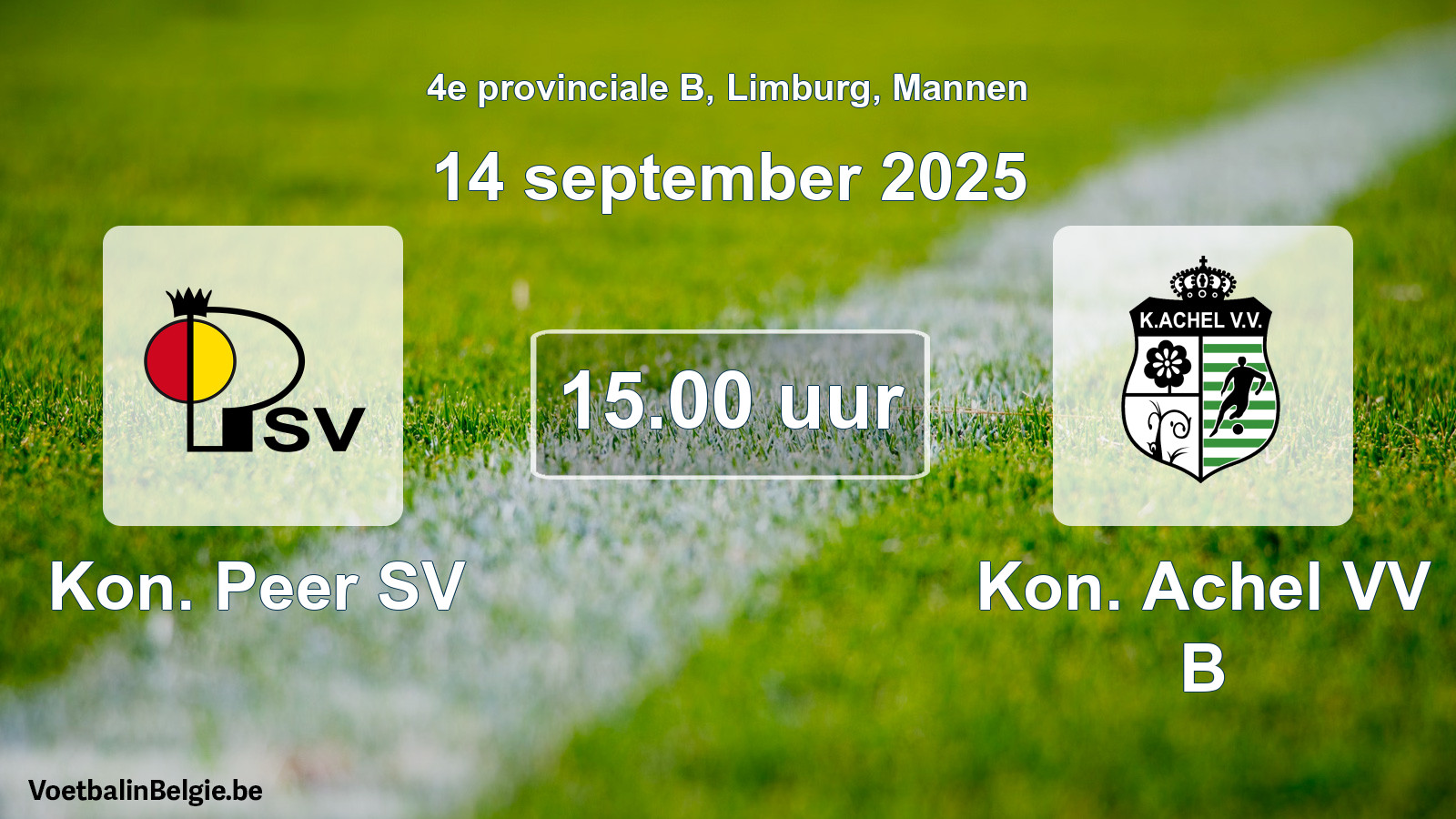 Scheduled match men football: Kon. Peer SV - Kon. Achel VV B (14 September 2025)