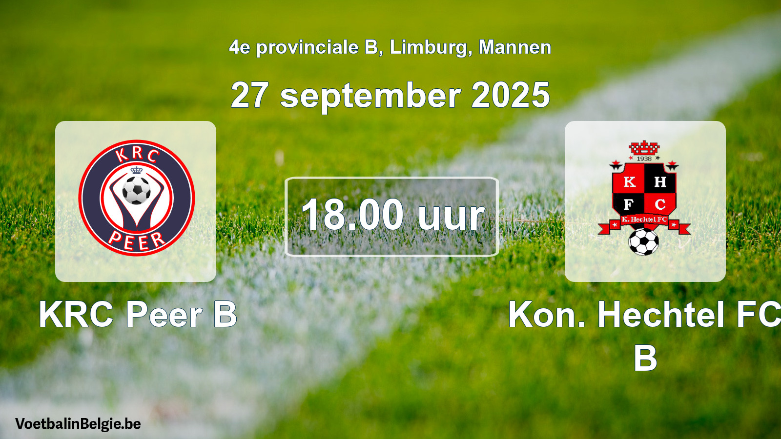 Scheduled match men football: KRC Peer B - Kon. Hechtel FC B (27 September 2025)