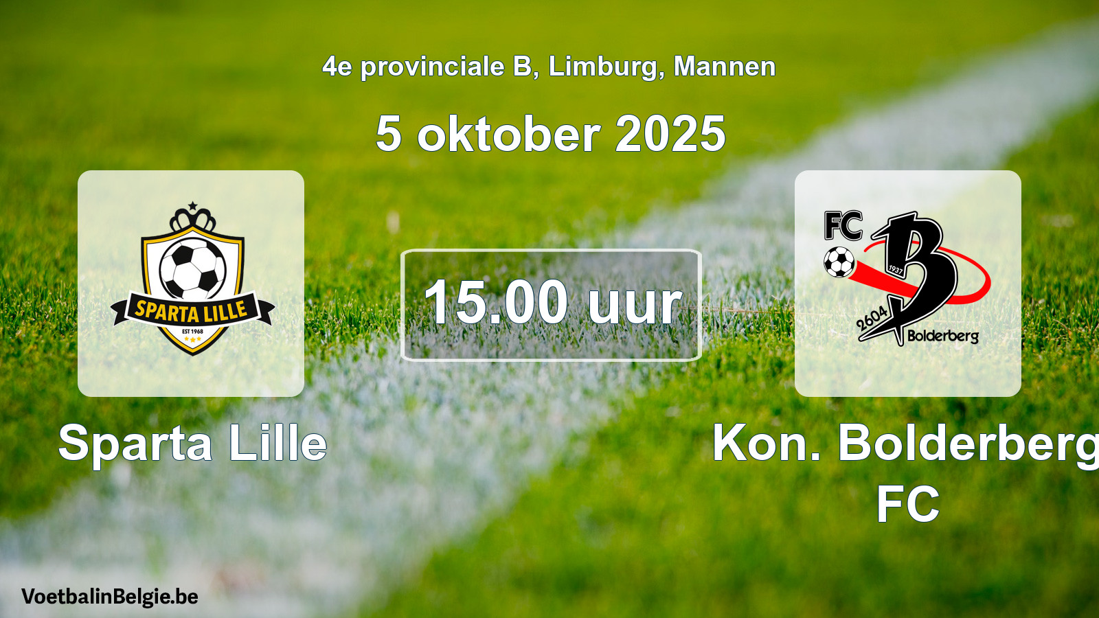 Scheduled match men football: Sparta Lille - Kon. Bolderberg FC (5 October 2025)