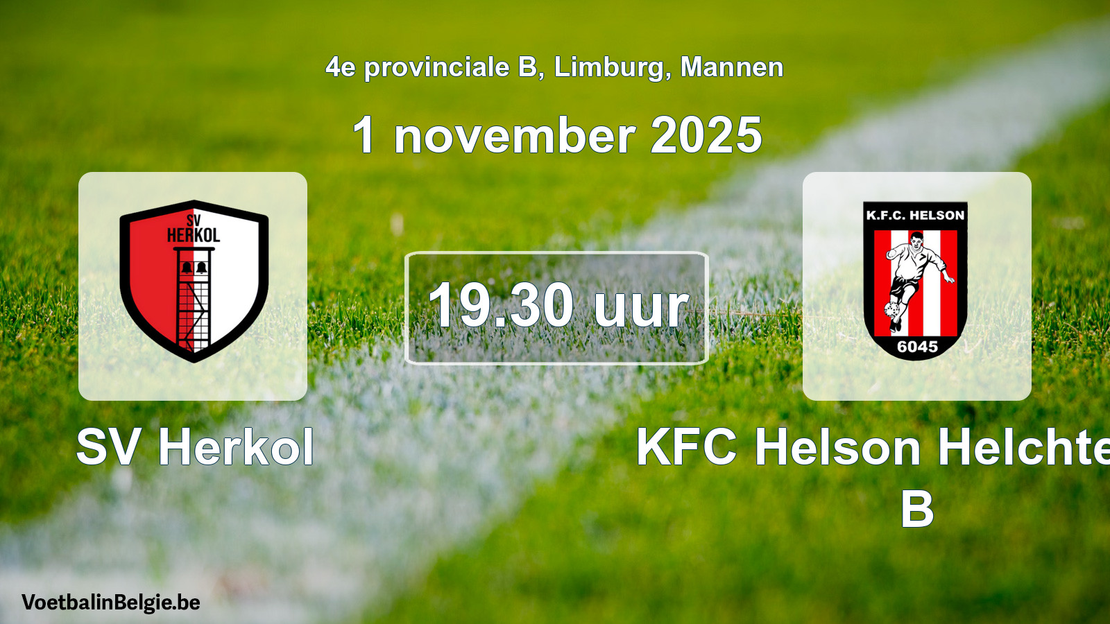 Scheduled match men football: SV Herkol - KFC Helson Helchteren B (1 November 2025)