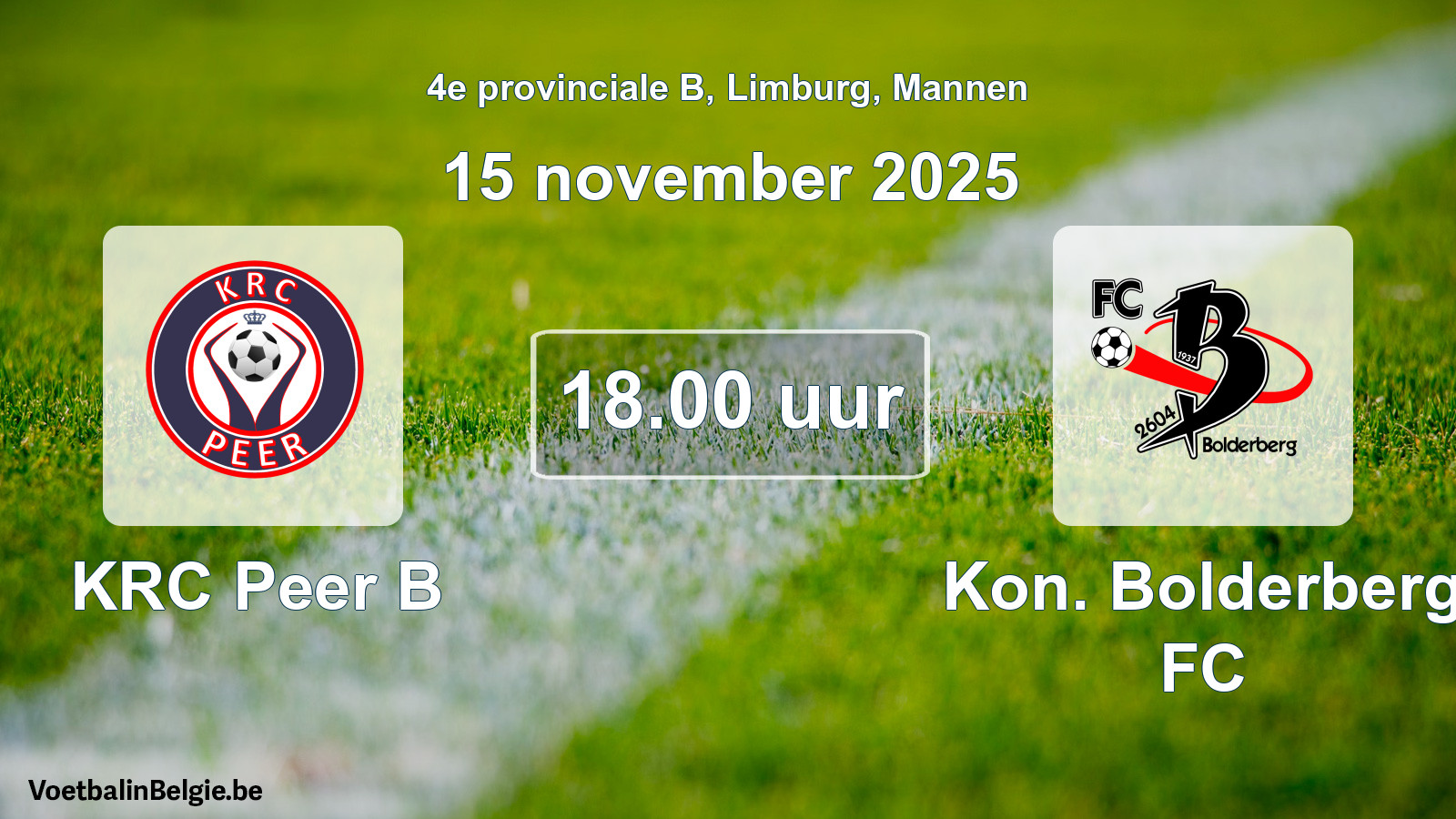 Scheduled match men football: KRC Peer B - Kon. Bolderberg FC (15 November 2025)