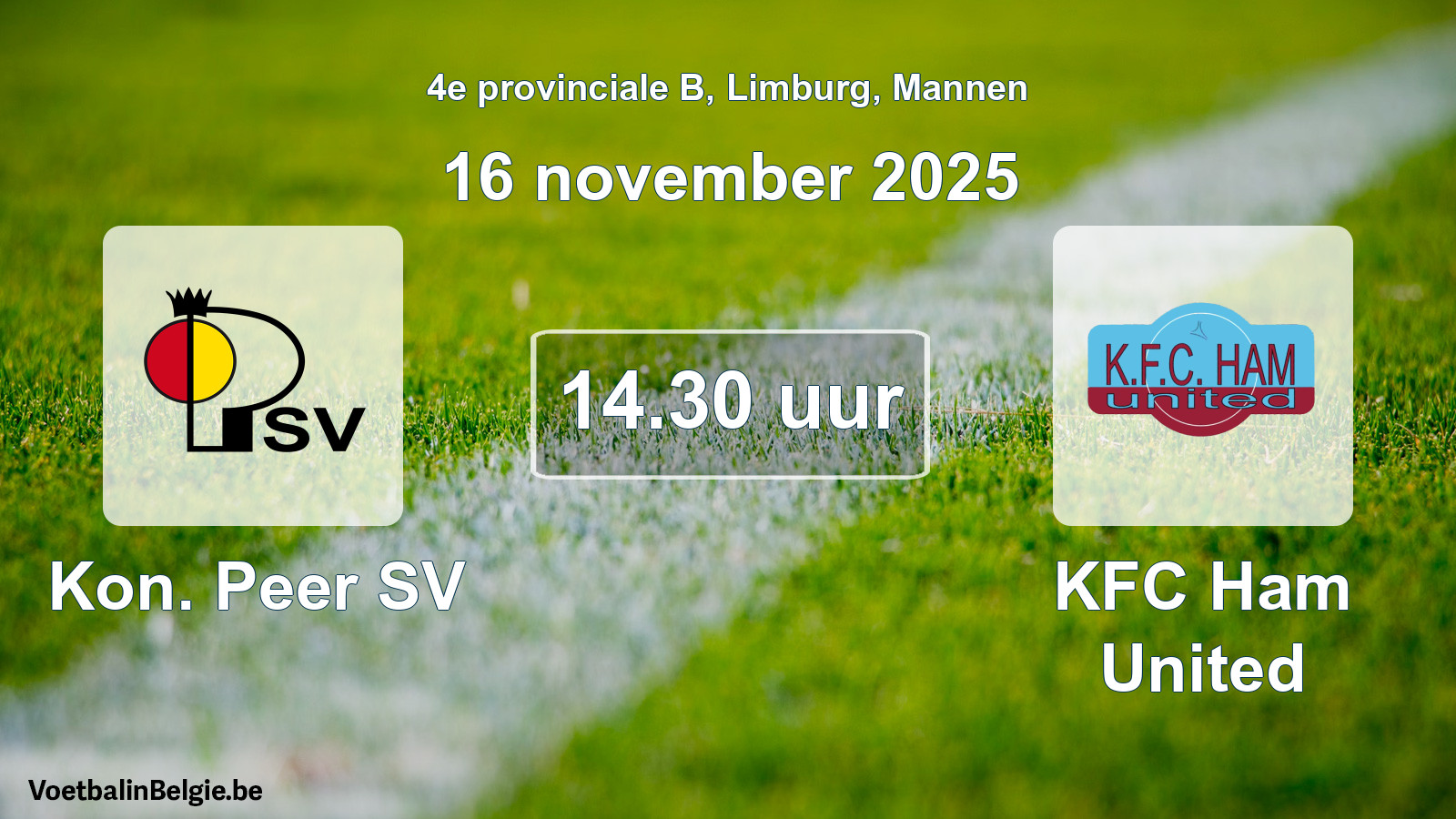 Scheduled match men football: Kon. Peer SV - KFC Ham United (16 November 2025)