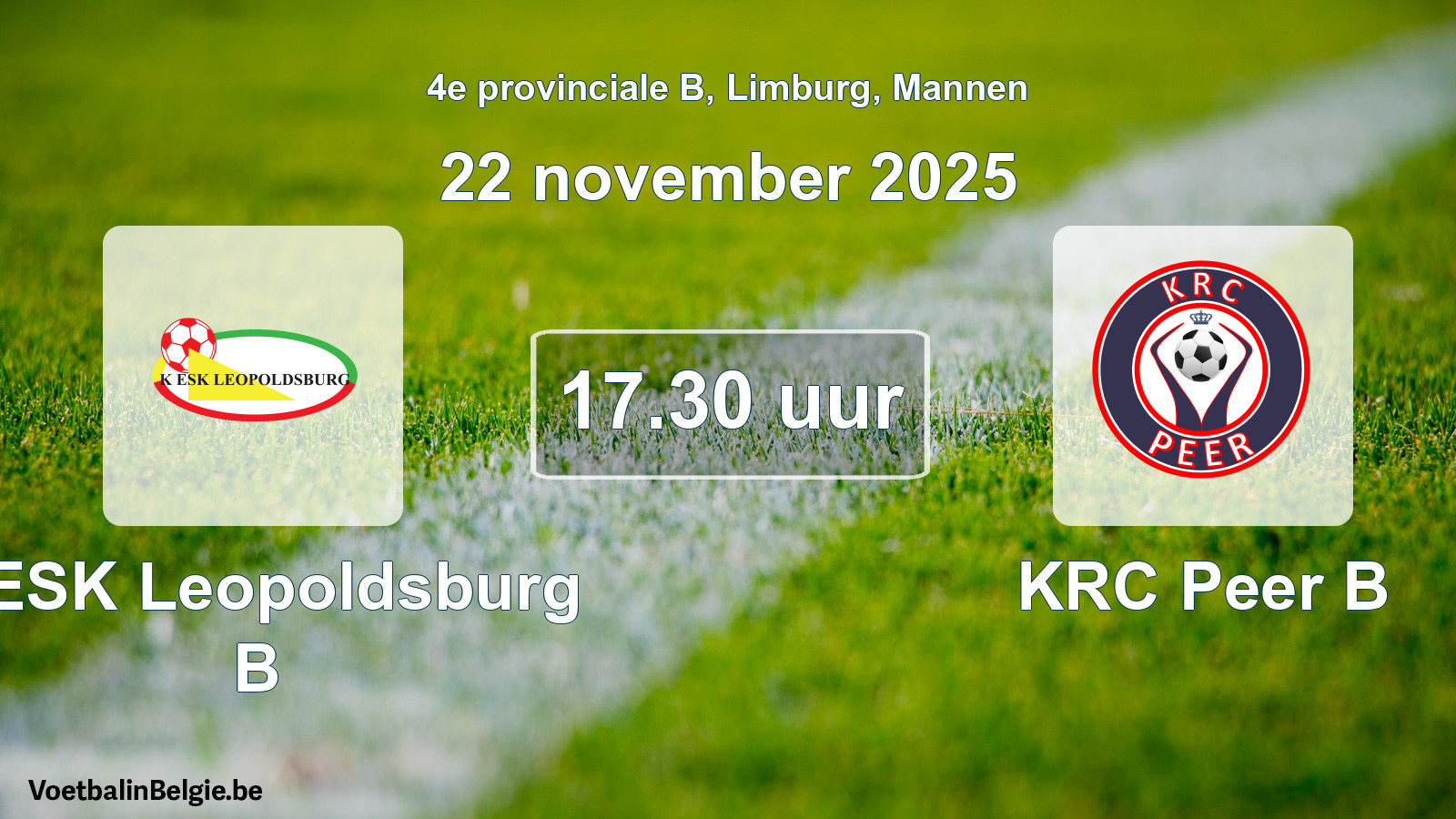 Scheduled match men football: KESK Leopoldsburg B - KRC Peer B (22 November 2025)