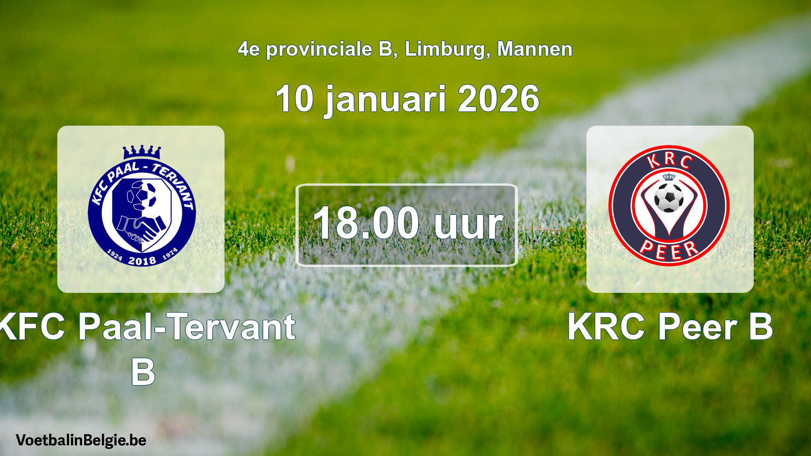 Scheduled match men football: KFC Paal-Tervant B - KRC Peer B (10 January 2026)