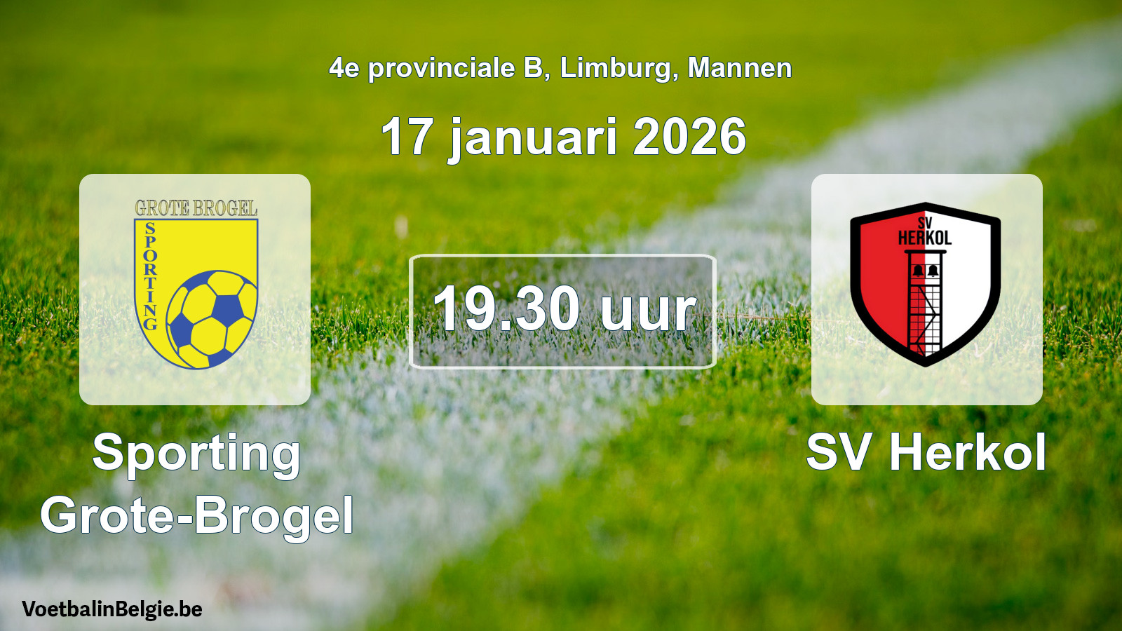Scheduled match men football: Sporting Grote-Brogel - SV Herkol (17 January 2026)