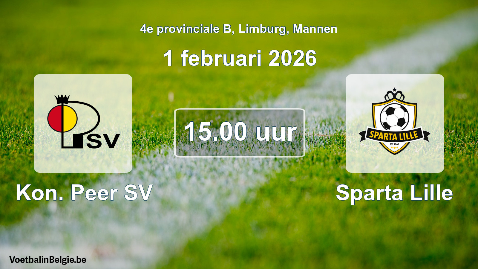 Scheduled match men football: Kon. Peer SV - Sparta Lille (1 February 2026)