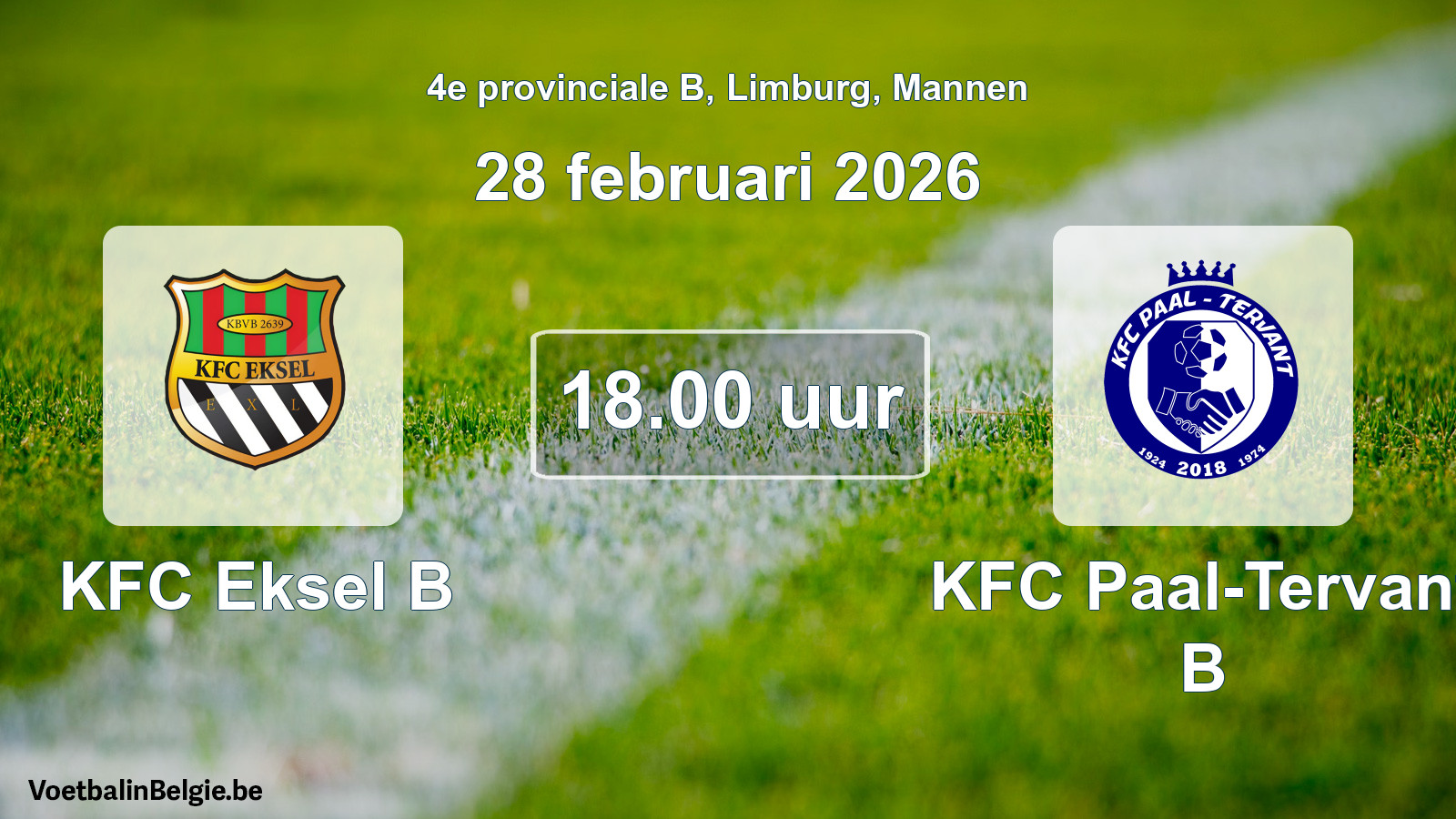 Scheduled match men football: KFC Eksel B - KFC Paal-Tervant B (28 February 2026)