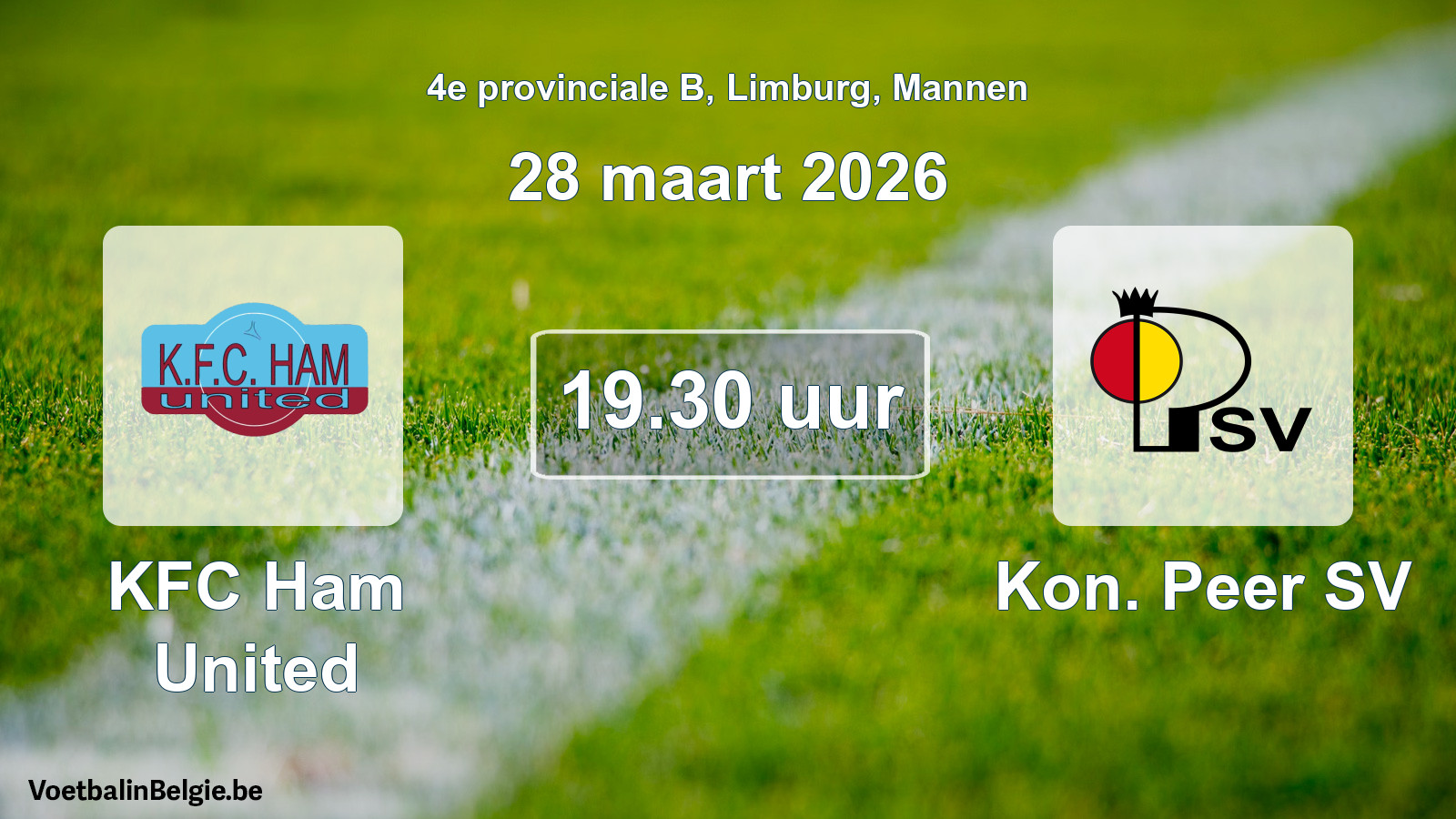Scheduled match men football: KFC Ham United - Kon. Peer SV (28 March 2026)