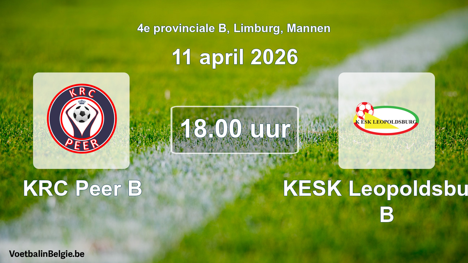 Scheduled match men football: KRC Peer B - KESK Leopoldsburg B (11 April 2026)
