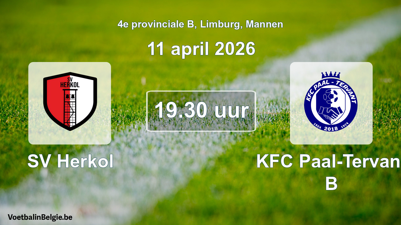 Scheduled match men football: SV Herkol - KFC Paal-Tervant B (11 April 2026)
