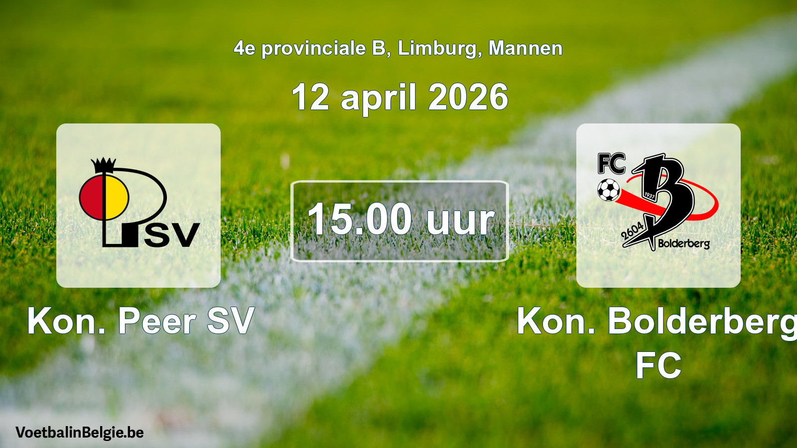 Scheduled match men football: Kon. Peer SV - Kon. Bolderberg FC (12 April 2026)