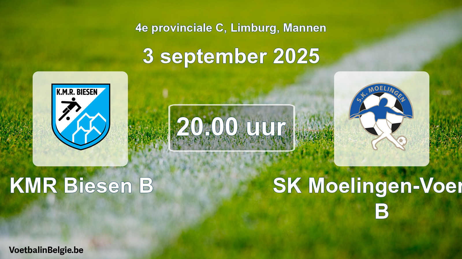 Scheduled match men football: KMR Biesen B - SK Moelingen-Voeren B (3 September 2025)