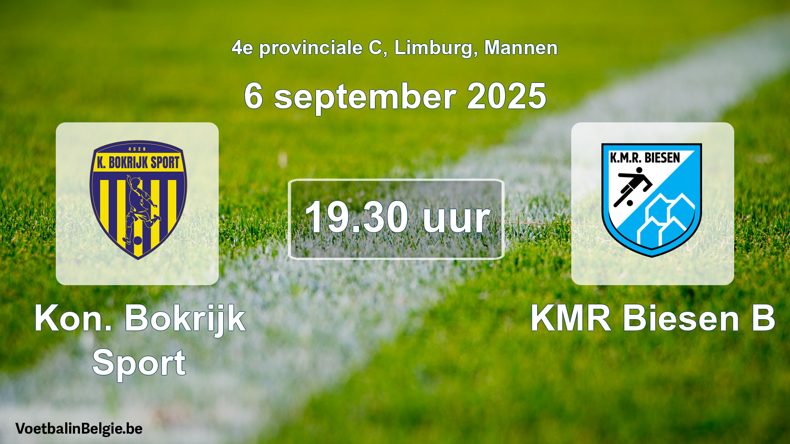 Geplantes Spiel männer-Fußball: Kon. Bokrijk Sport - KMR Biesen B (6 September 2025)