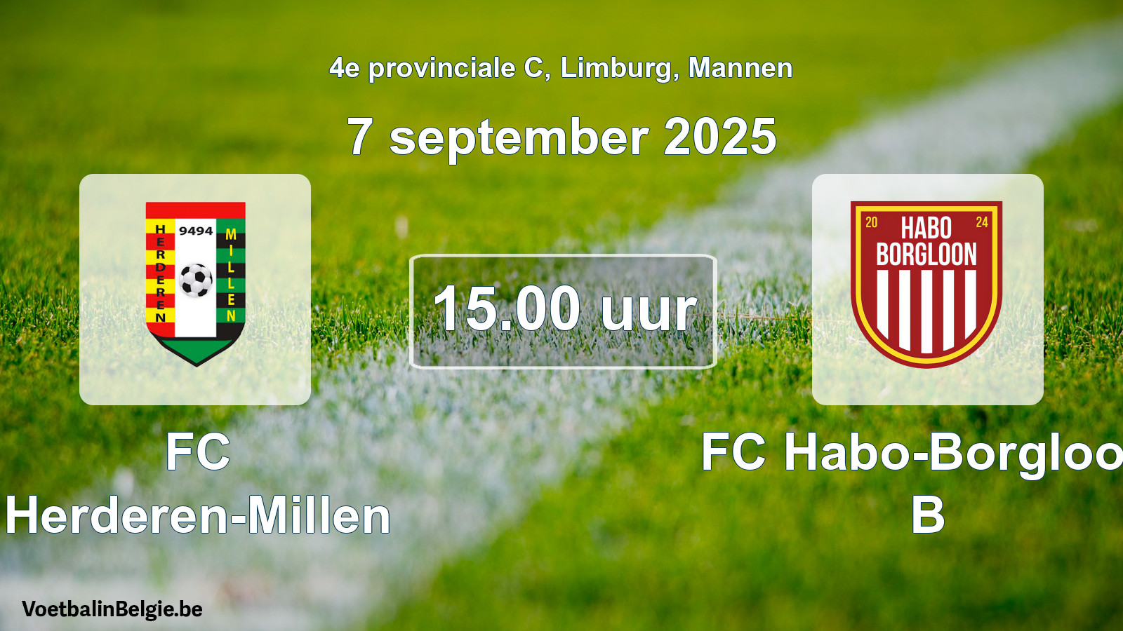 Scheduled match men football: FC Herderen-Millen - FC Habo-Borgloon B (7 September 2025)