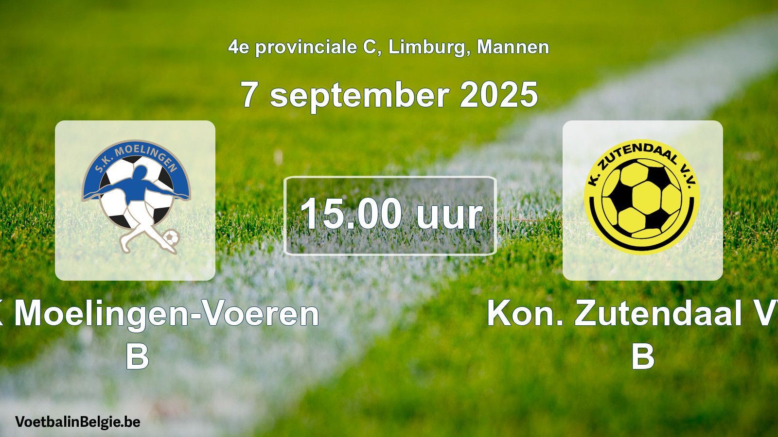 Scheduled match men football: SK Moelingen-Voeren B - Kon. Zutendaal VV B (7 September 2025)