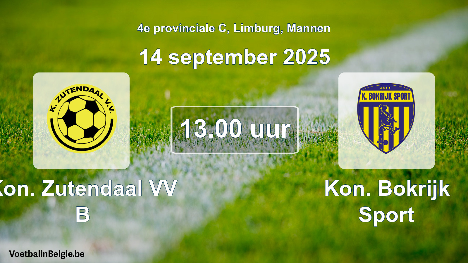 Geplande wedstrijd mannenvoetbal: Kon. Zutendaal VV B - Kon. Bokrijk Sport (14 september 2025)