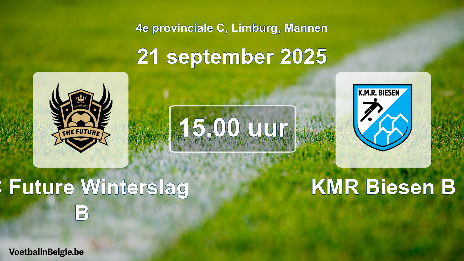 Scheduled match men football: FC Future Winterslag B - KMR Biesen B (21 September 2025)