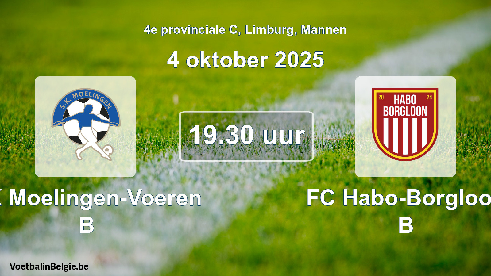 Scheduled match men football: SK Moelingen-Voeren B - FC Habo-Borgloon B (4 October 2025)