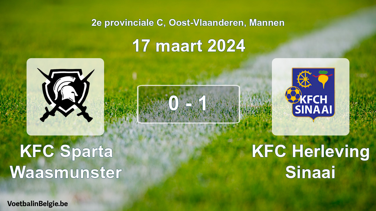 Gespeelde wedstrijd mannenvoetbal: KFC Sparta Waasmunster - KFC Herleving Sinaai 0 - 1 (17 maart 2024)