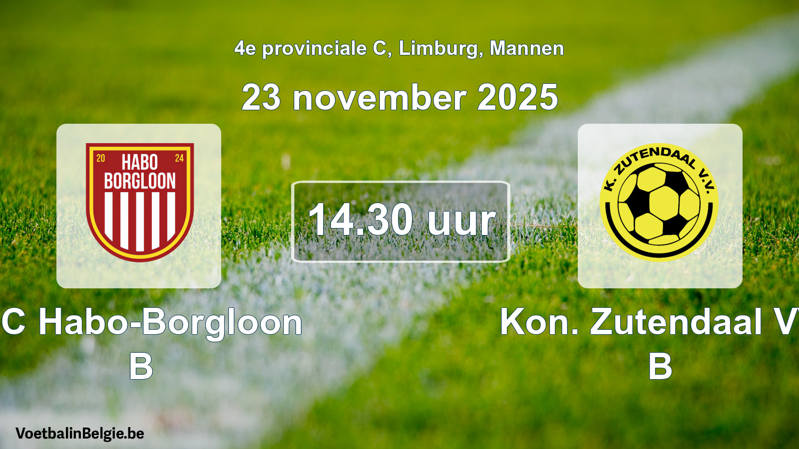 Scheduled match men football: FC Habo-Borgloon B - Kon. Zutendaal VV B (23 November 2025)
