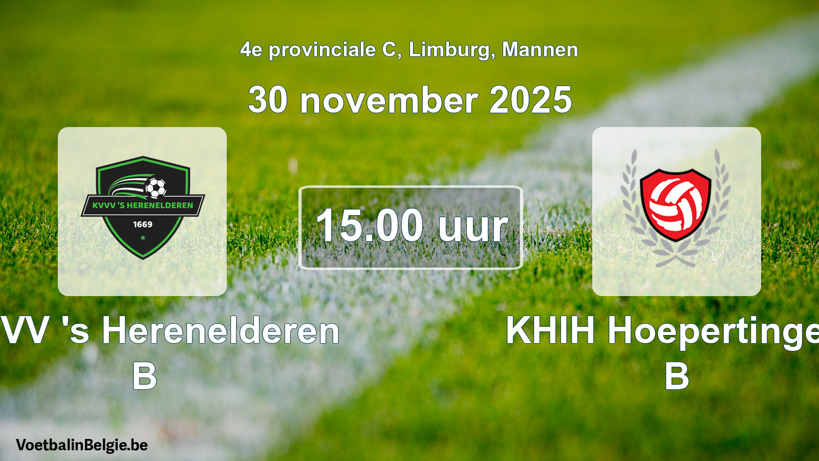 Scheduled match men football: KVVV 's Herenelderen B - KHIH Hoepertingen B (30 November 2025)