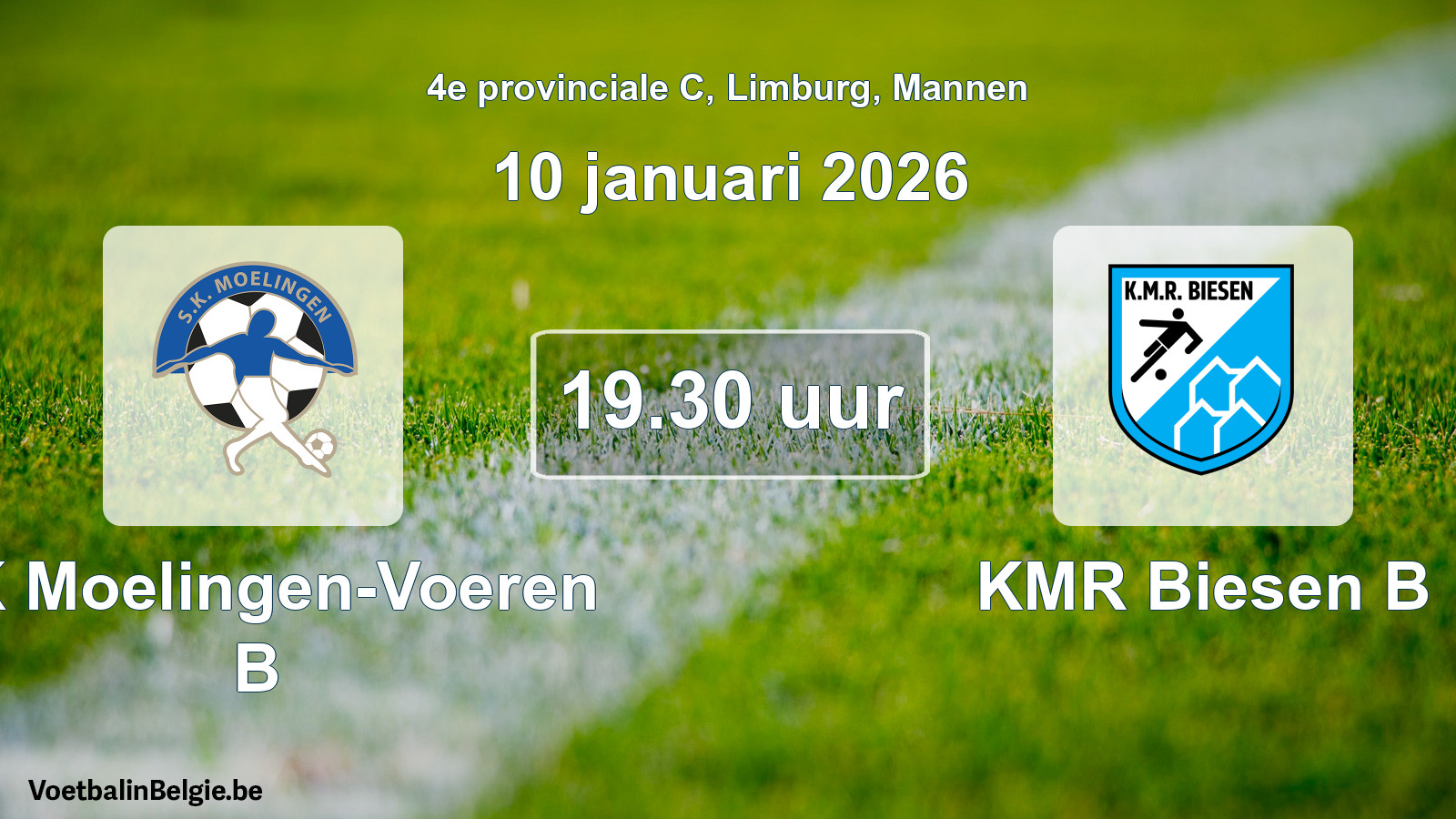 Scheduled match men football: SK Moelingen-Voeren B - KMR Biesen B (10 January 2026)