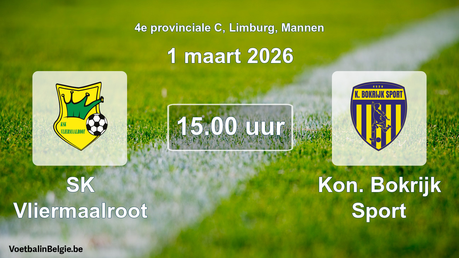 Geplantes Spiel männer-Fußball: SK Vliermaalroot - Kon. Bokrijk Sport (1 März 2026)