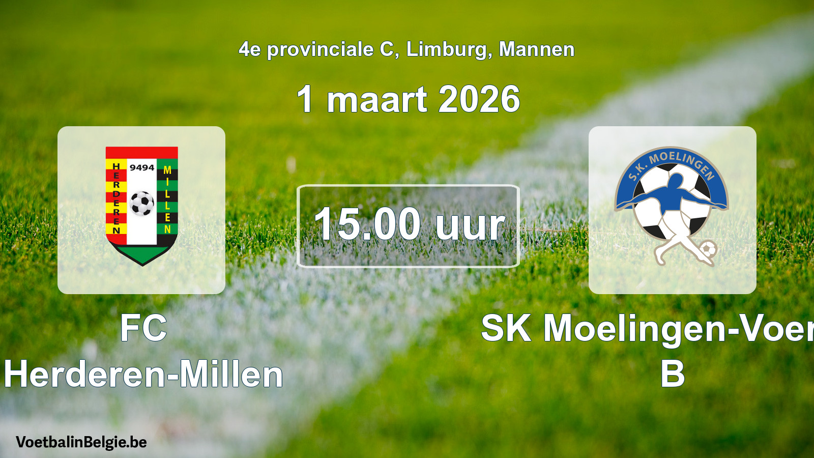 Geplantes Spiel männer-Fußball: FC Herderen-Millen - SK Moelingen-Voeren B (1 März 2026)