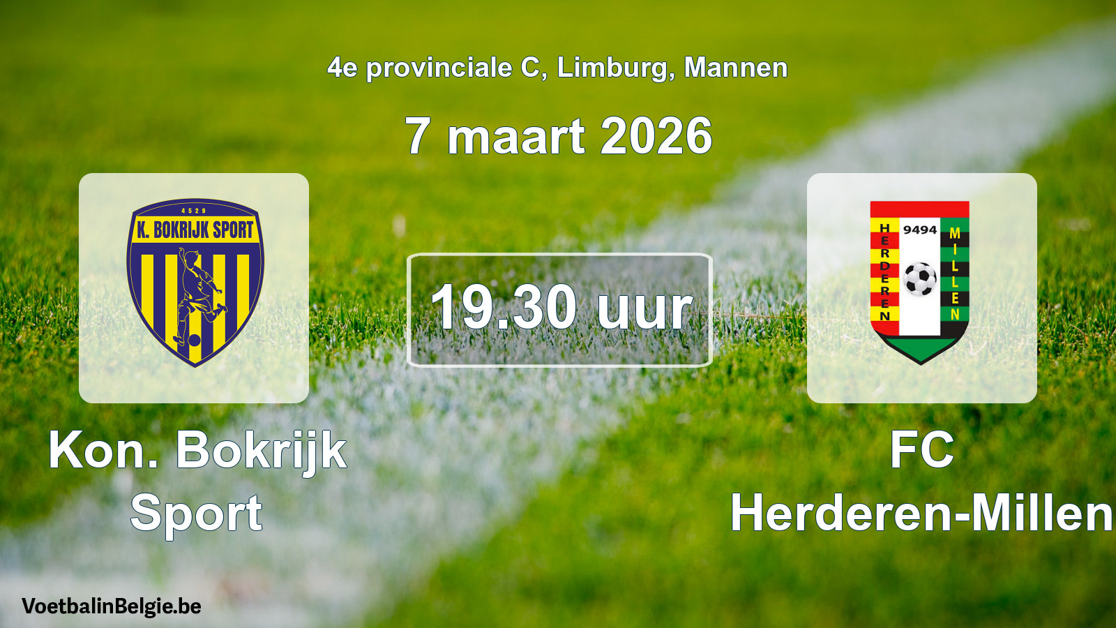 Geplantes Spiel männer-Fußball: Kon. Bokrijk Sport - FC Herderen-Millen (7 März 2026)