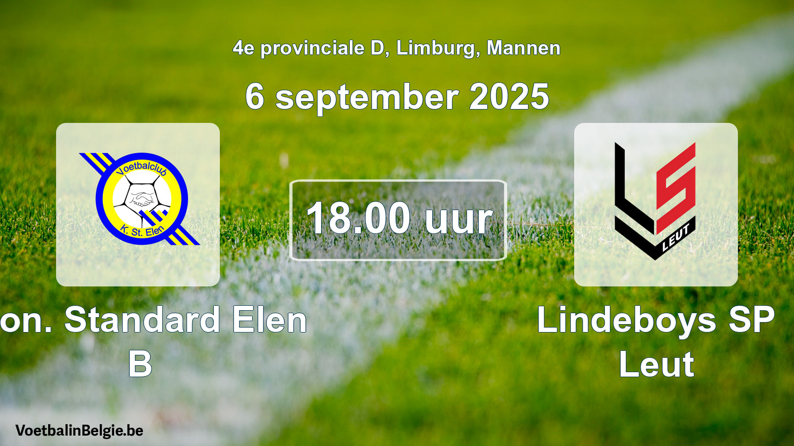 Geplande wedstrijd mannenvoetbal: Kon. Standard Elen B - Lindeboys SP Leut (6 september 2025)