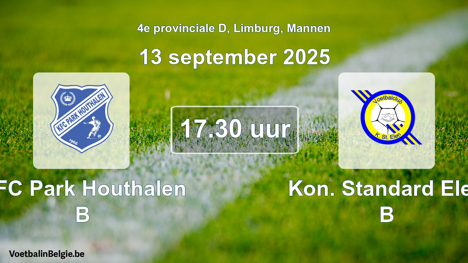 Scheduled match men football: KFC Park Houthalen B - Kon. Standard Elen B (13 September 2025)