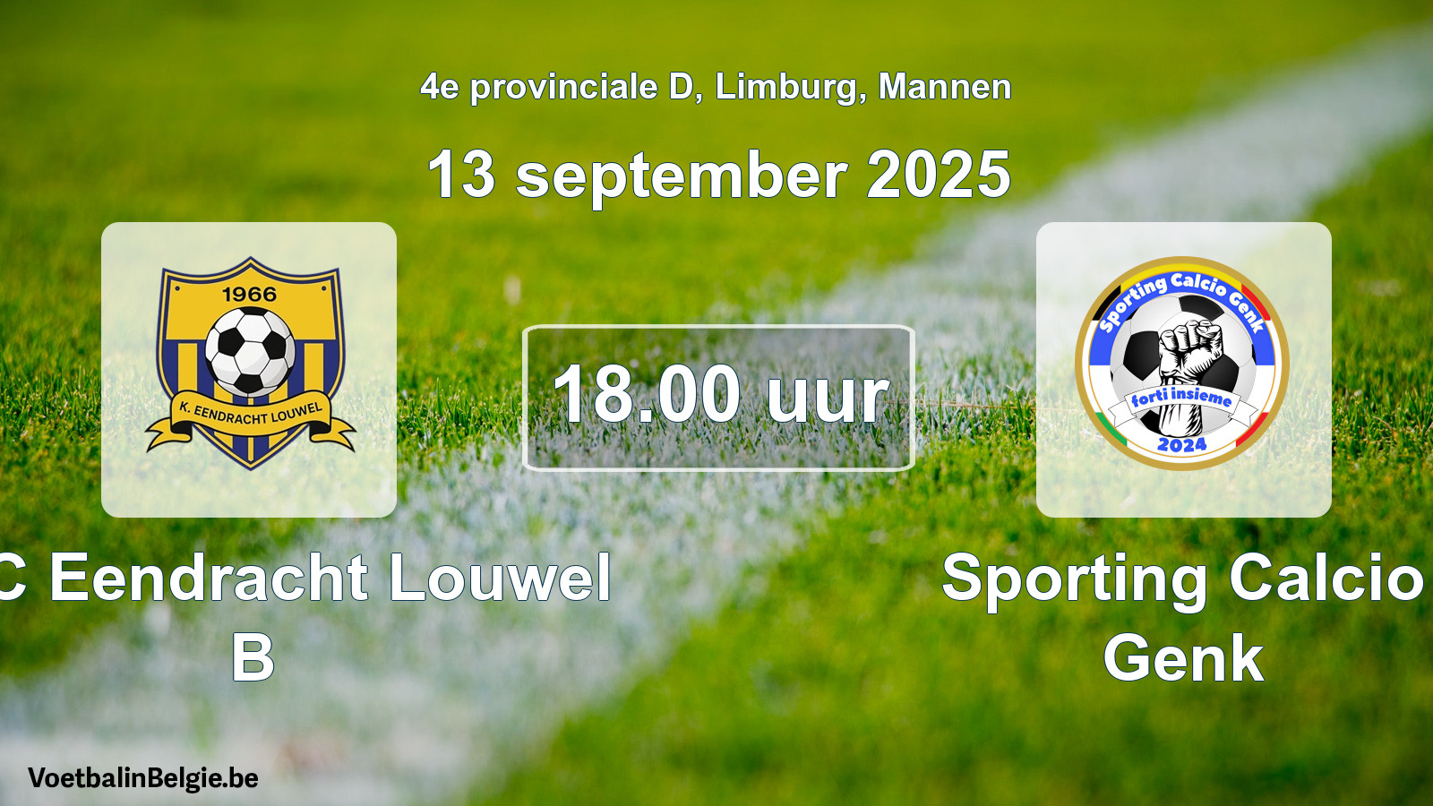 Scheduled match men football: KFC Eendracht Louwel B - Sporting Calcio Genk (13 September 2025)