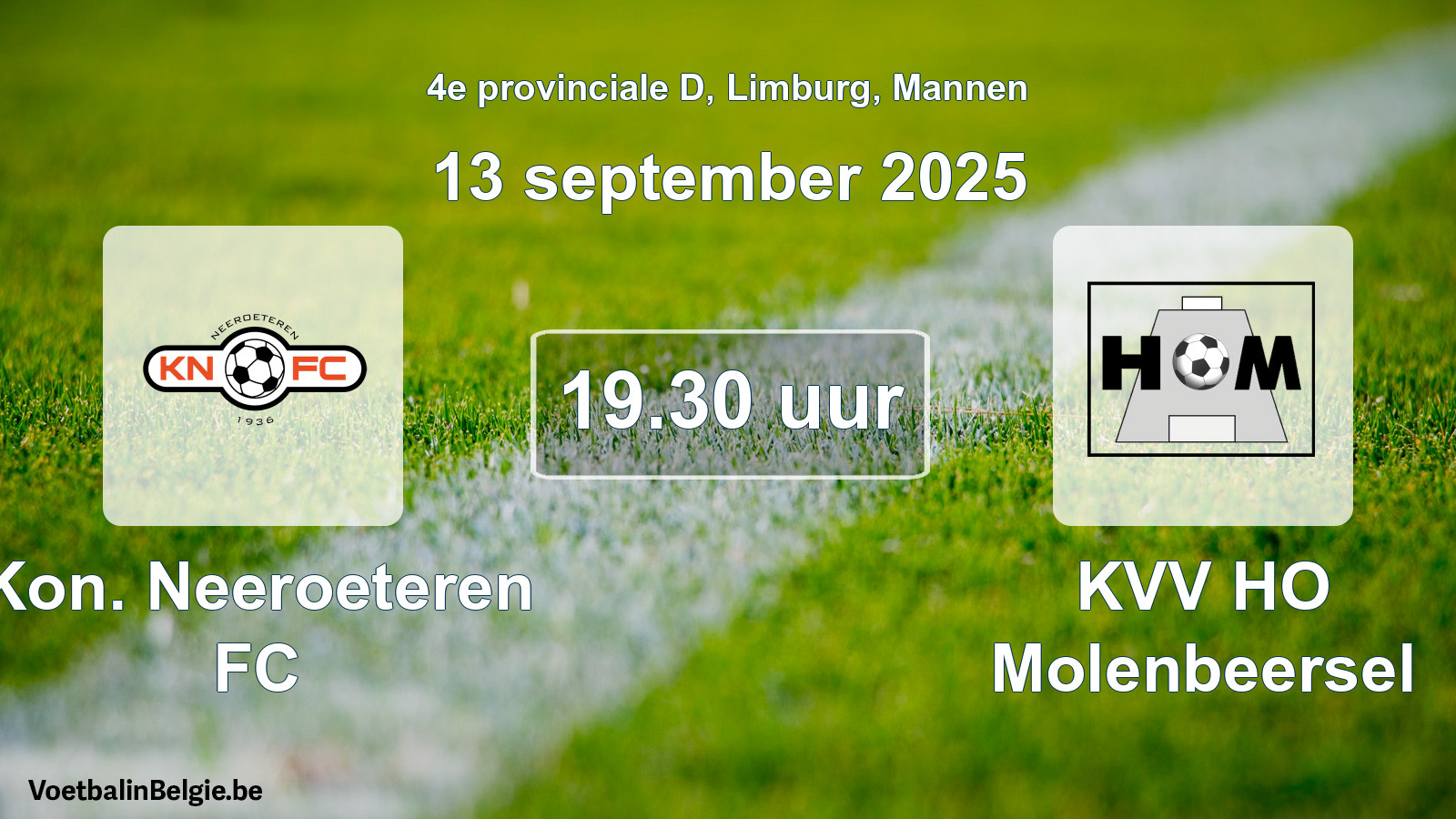 Scheduled match men football: Kon. Neeroeteren FC - KVV HO Molenbeersel (13 September 2025)