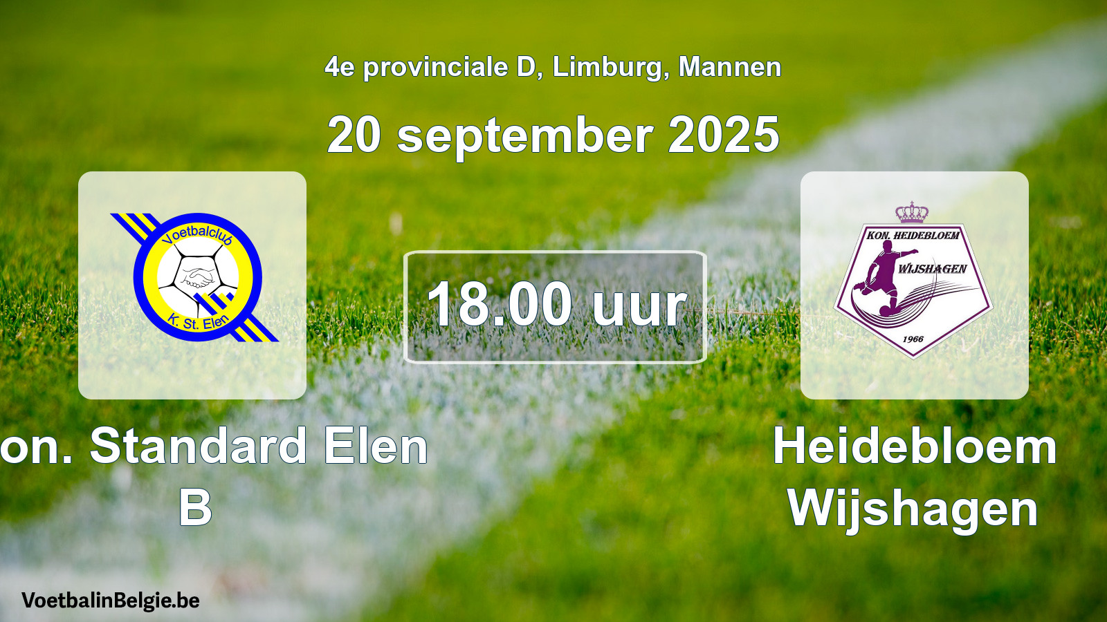 Scheduled match men football: Kon. Standard Elen B - Heidebloem Wijshagen (20 September 2025)