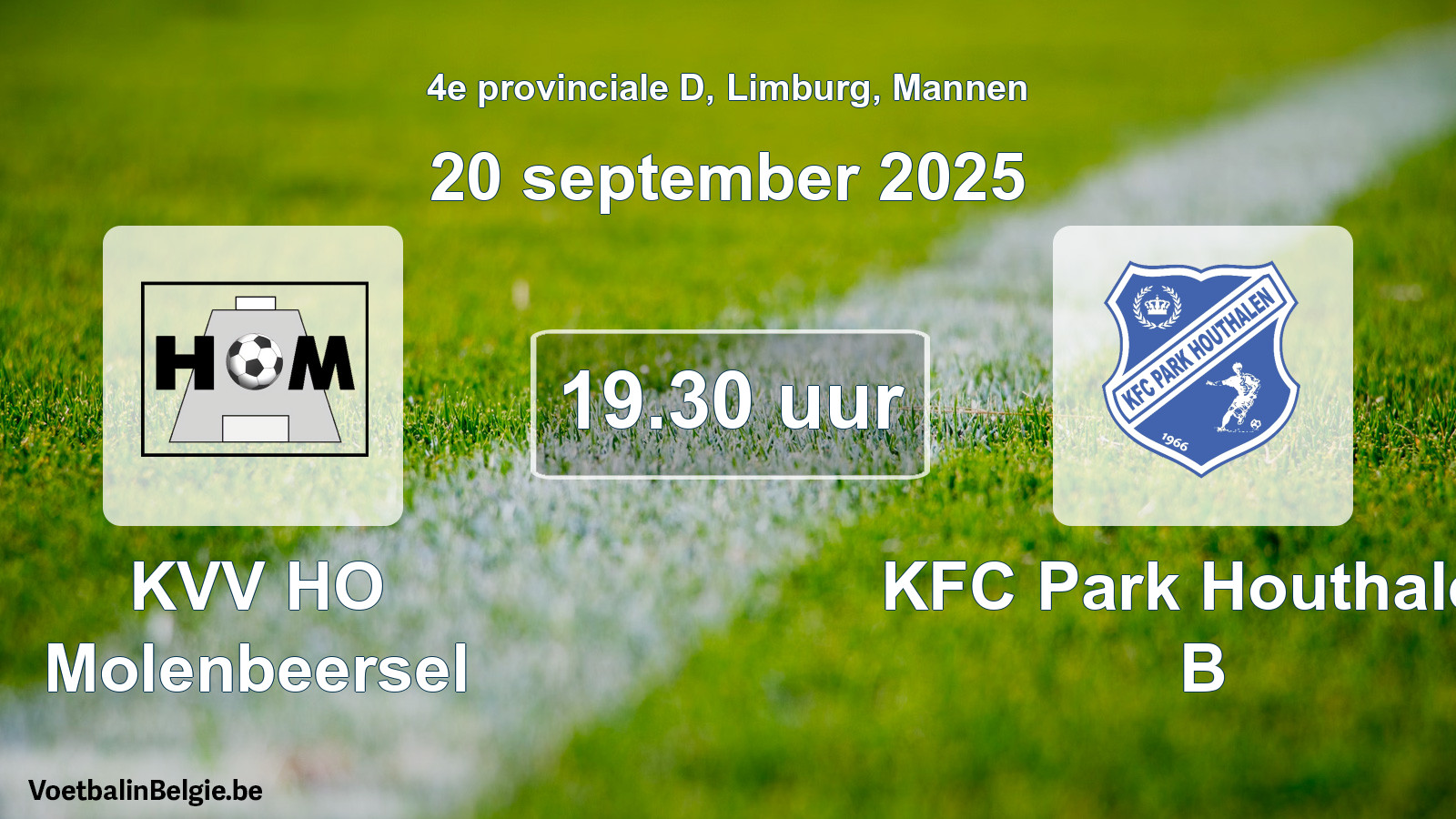 Geplantes Spiel männer-Fußball: KVV HO Molenbeersel - KFC Park Houthalen B (20 September 2025)