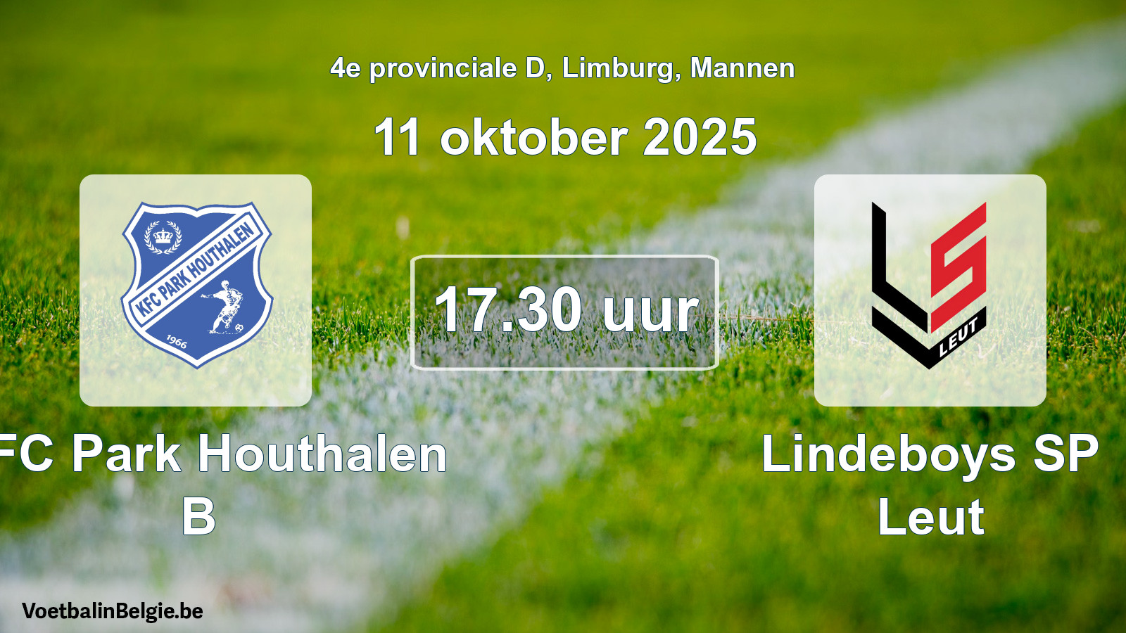 Geplande wedstrijd mannenvoetbal: KFC Park Houthalen B - Lindeboys SP Leut (11 oktober 2025)