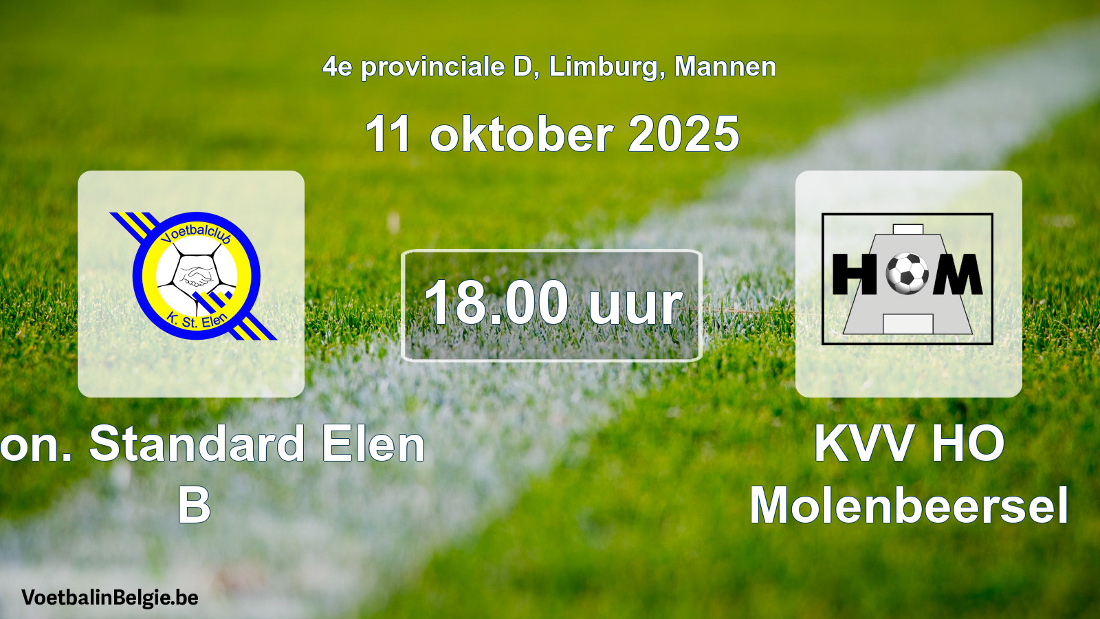Scheduled match men football: Kon. Standard Elen B - KVV HO Molenbeersel (11 October 2025)