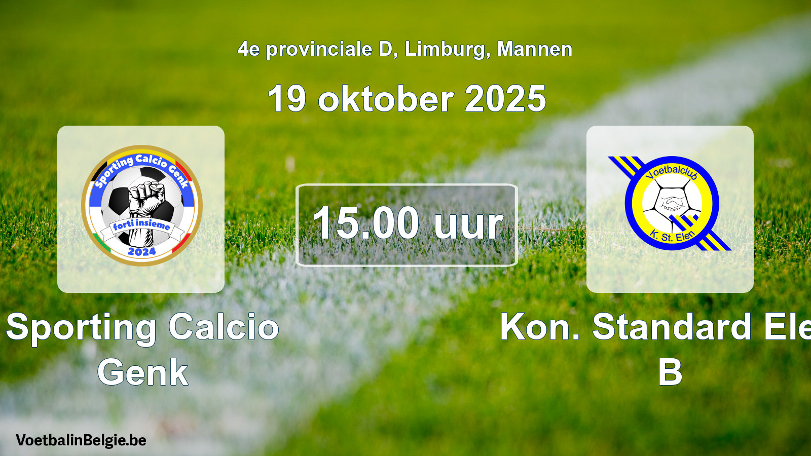 Scheduled match men football: Sporting Calcio Genk - Kon. Standard Elen B (19 October 2025)