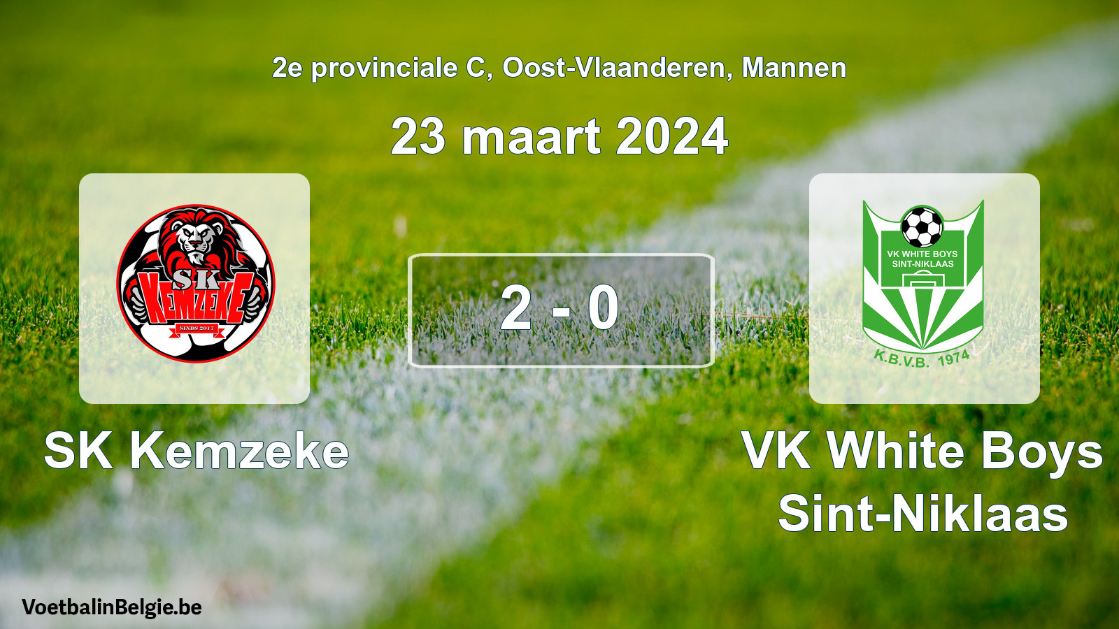 Gespeelde wedstrijd mannenvoetbal: SK Kemzeke - VK White Boys Sint-Niklaas 2 - 0 (23 maart 2024)
