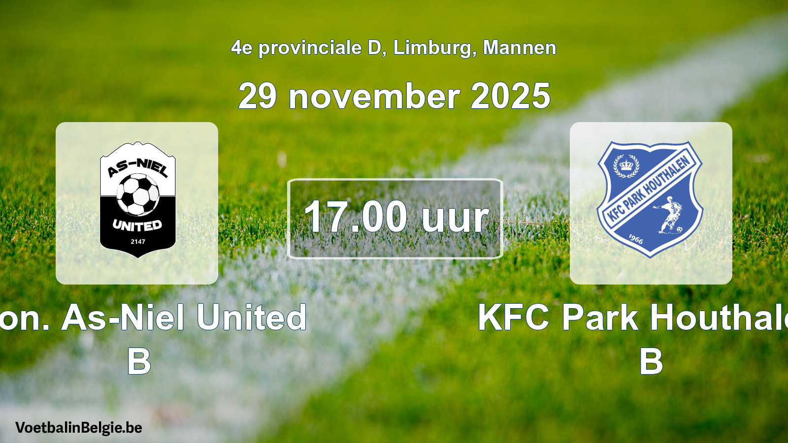 Geplande wedstrijd mannenvoetbal: Kon. As-Niel United B - KFC Park Houthalen B (29 november 2025)