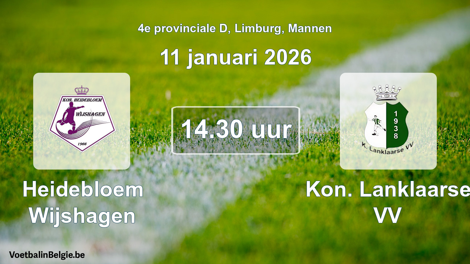 Scheduled match men football: Heidebloem Wijshagen - Kon. Lanklaarse VV (11 January 2026)
