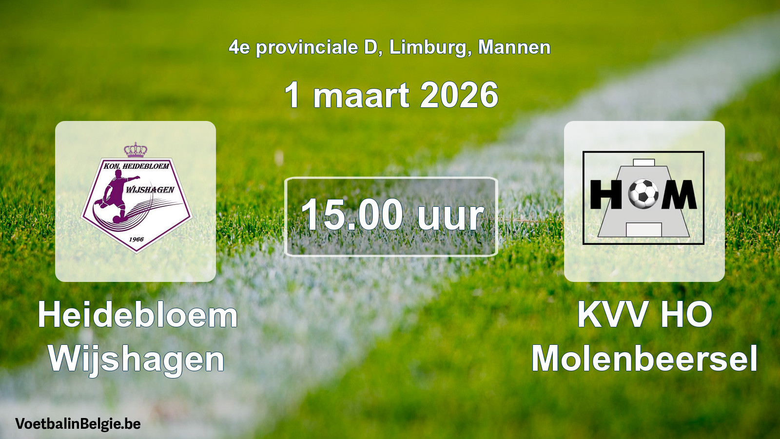 Scheduled match men football: Heidebloem Wijshagen - KVV HO Molenbeersel (1 March 2026)